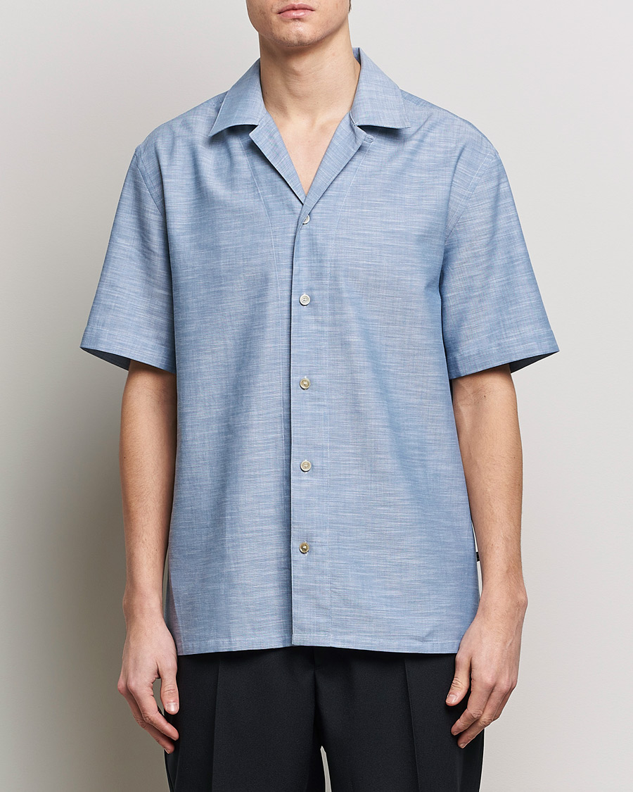 Herr | Kortärmade skjortor | Brioni | Cotton Cuban Shirt Light Blue