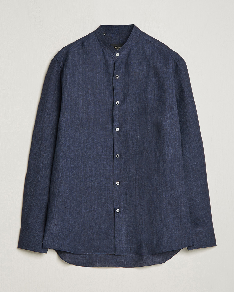 Herr | Skjortor | Brioni | Linen Guru Collar Shirt Navy