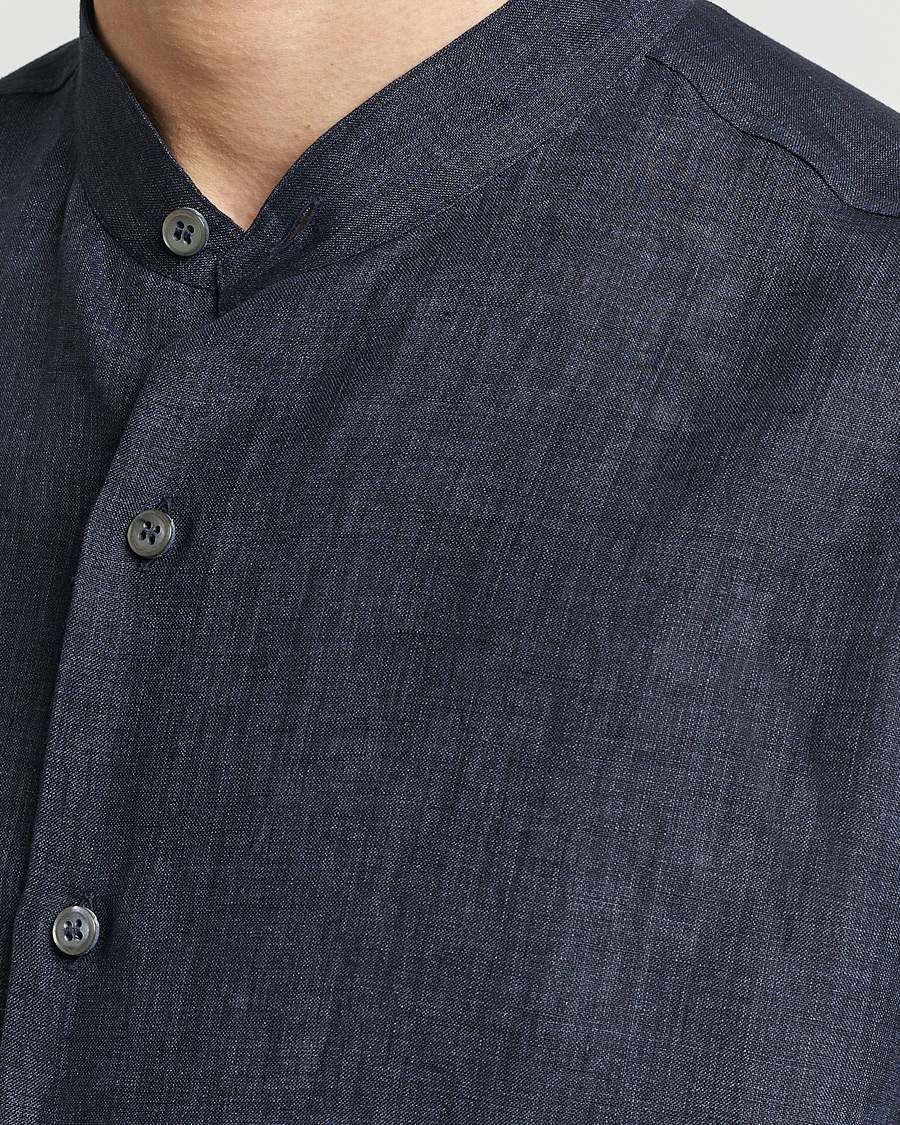 Herr | Skjortor | Brioni | Linen Guru Collar Shirt Navy