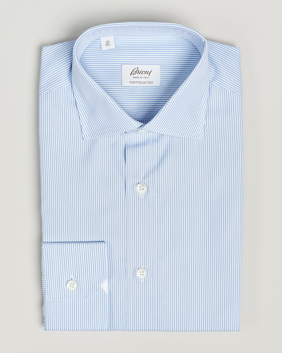 Herr | | Brioni | Slim Fit Dress Shirt Light Blue Stripe