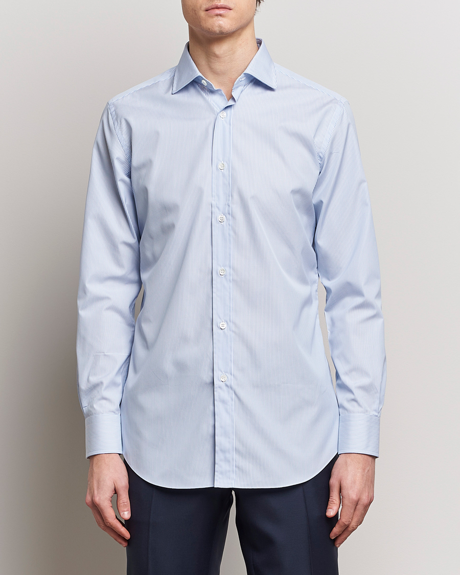 Herr | Kläder | Brioni | Slim Fit Dress Shirt Light Blue Stripe