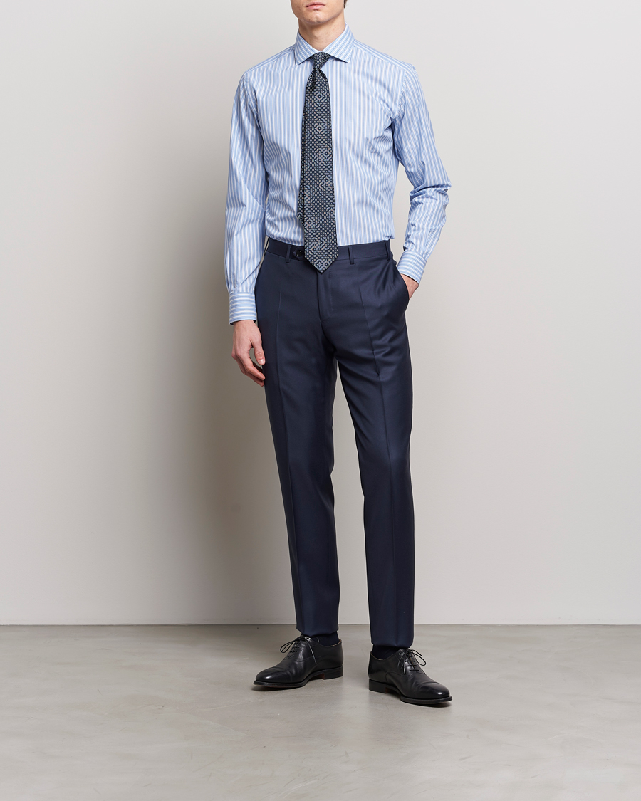 Herr | Formella | Brioni | Slim Fit Dress Shirt Blue Stripe