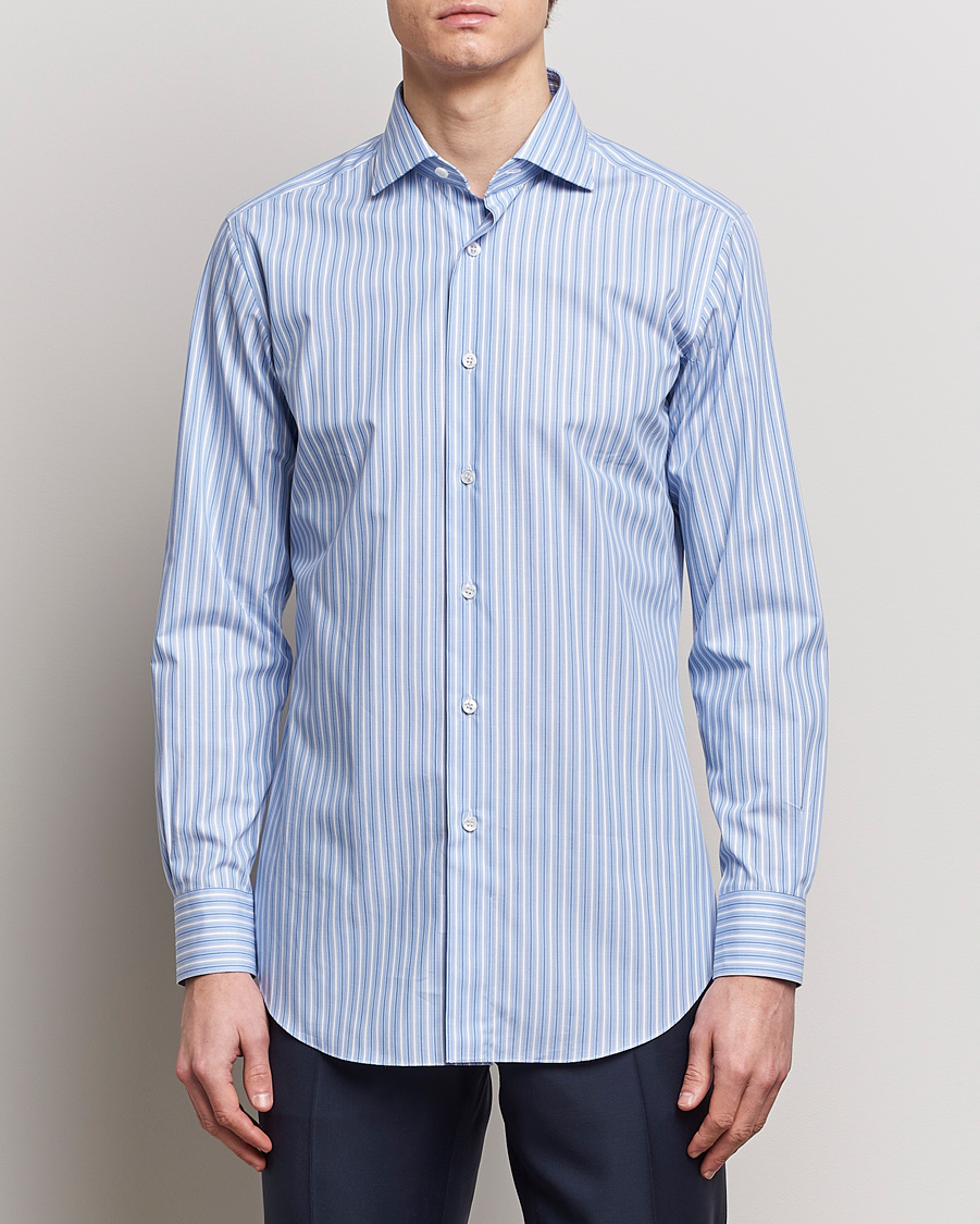 Herr | Brioni | Brioni | Slim Fit Dress Shirt Blue Stripe