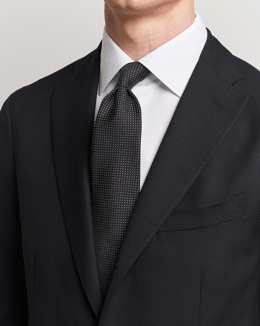 Herr | Slipsar | Brioni | Dotted Silk Tie Black