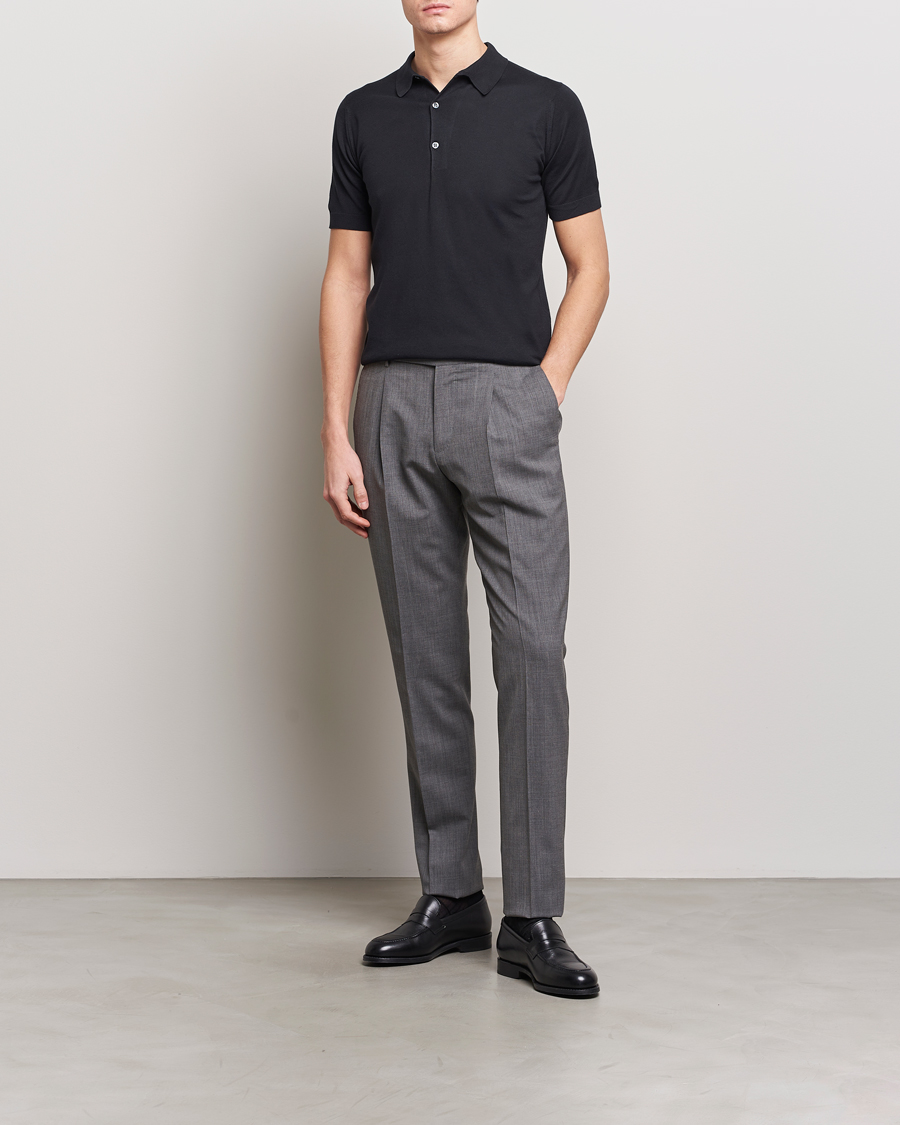 Herr | Pikéer | John Smedley | Adrian Slim Fit Sea Island Polo Black
