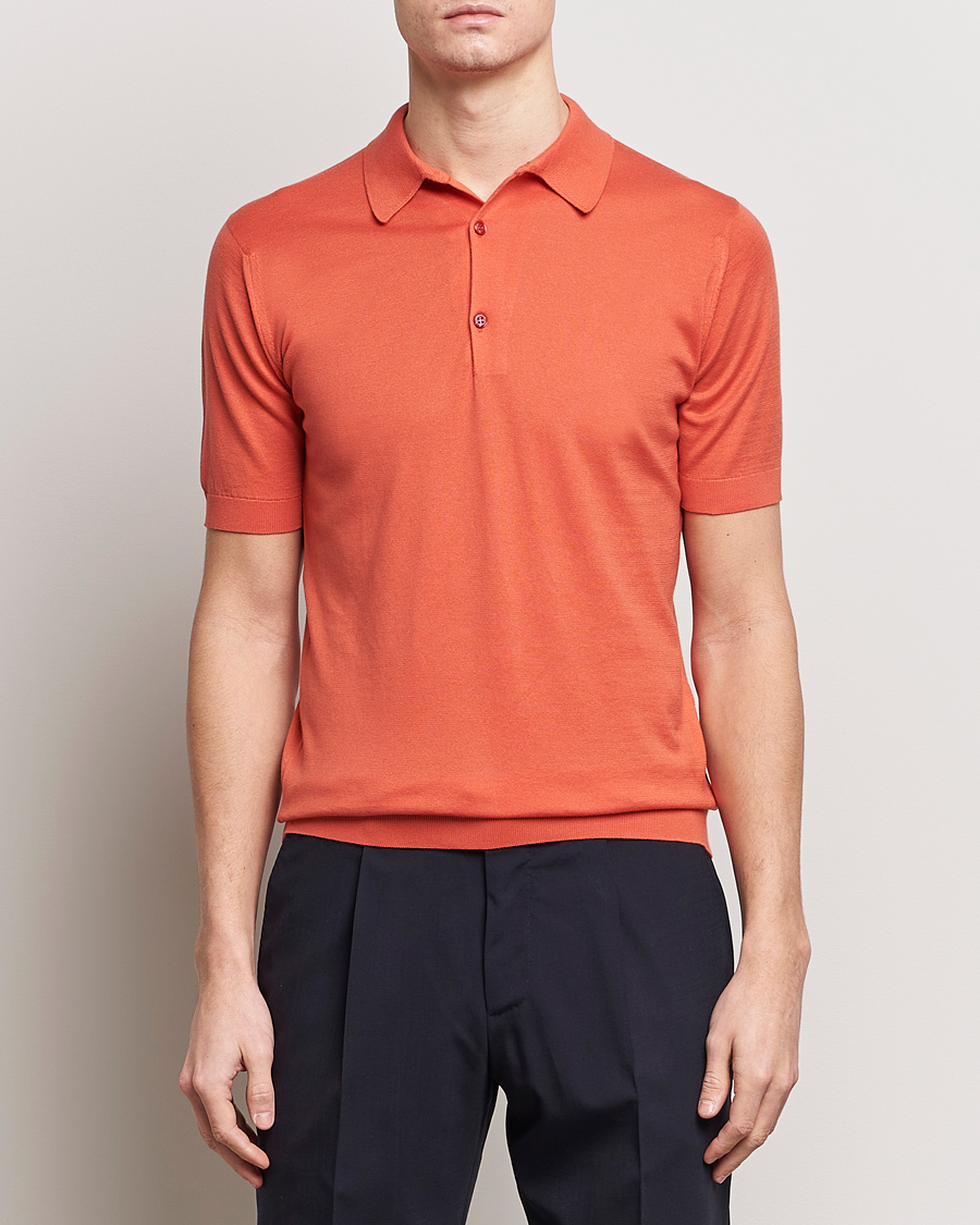 Herr | Kläder | John Smedley | Adrian Slim Fit Sea Island Polo Sundown Orange