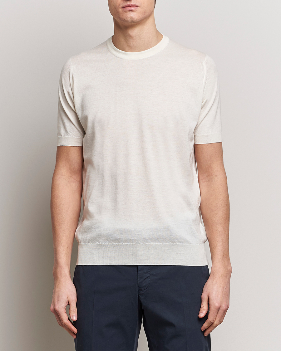 Herr | Vita t-shirts | John Smedley | Hilcote Wool/Sea Island Cotton T-Shirt Chalk White