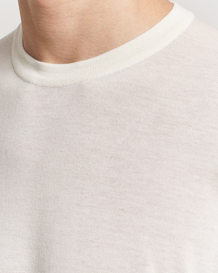Herr | T-Shirts | John Smedley | Hilcote Wool/Sea Island Cotton T-Shirt Chalk White