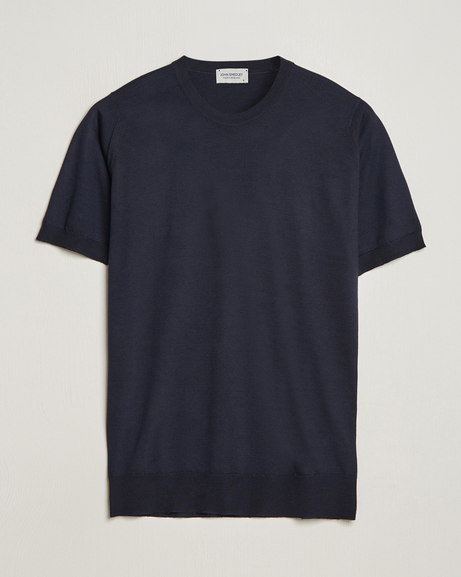 Herr | T-Shirts | John Smedley | Hilcote Wool/Sea Island Cotton T-Shirt Navy