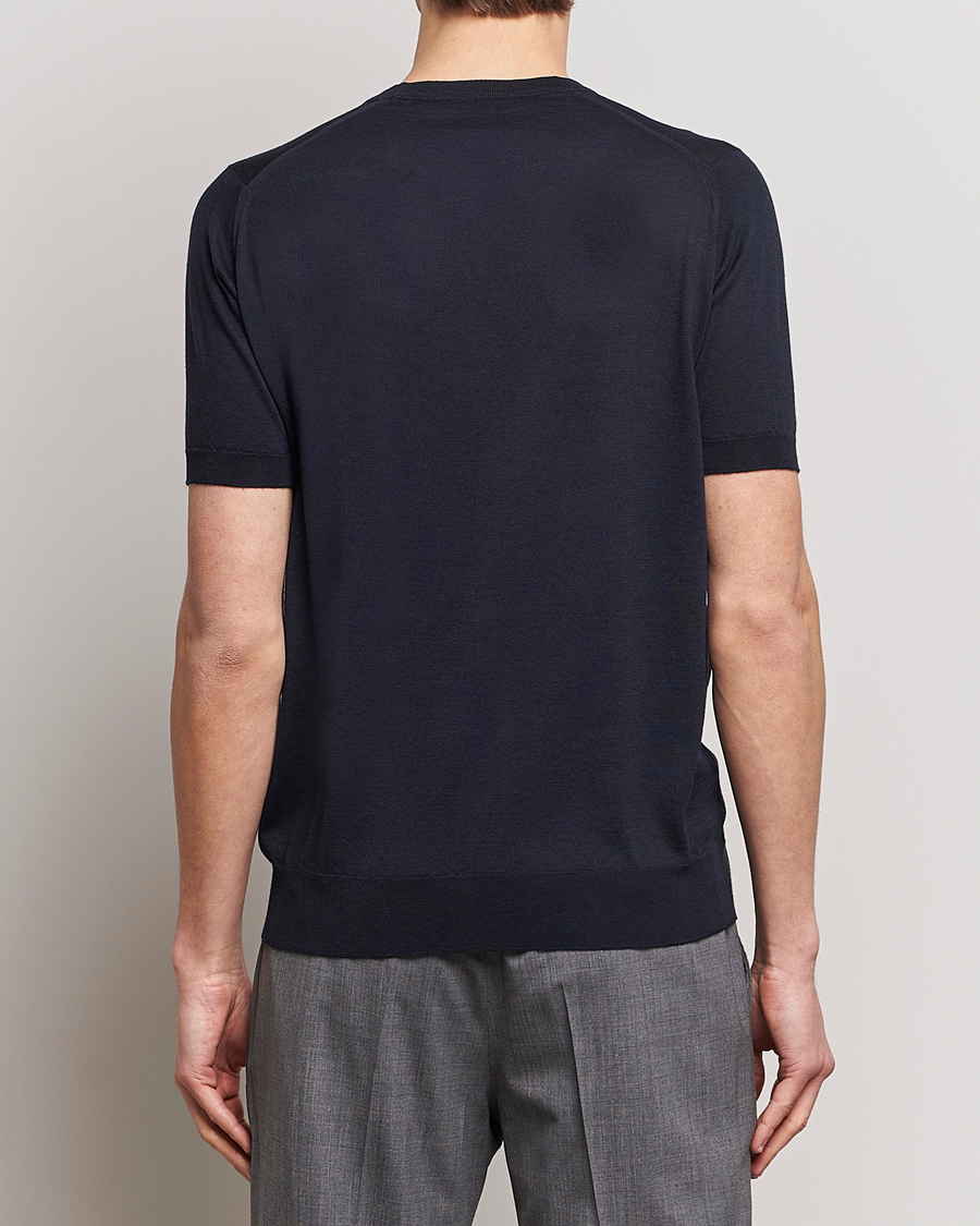 Herr | T-Shirts | John Smedley | Hilcote Wool/Sea Island Cotton T-Shirt Navy