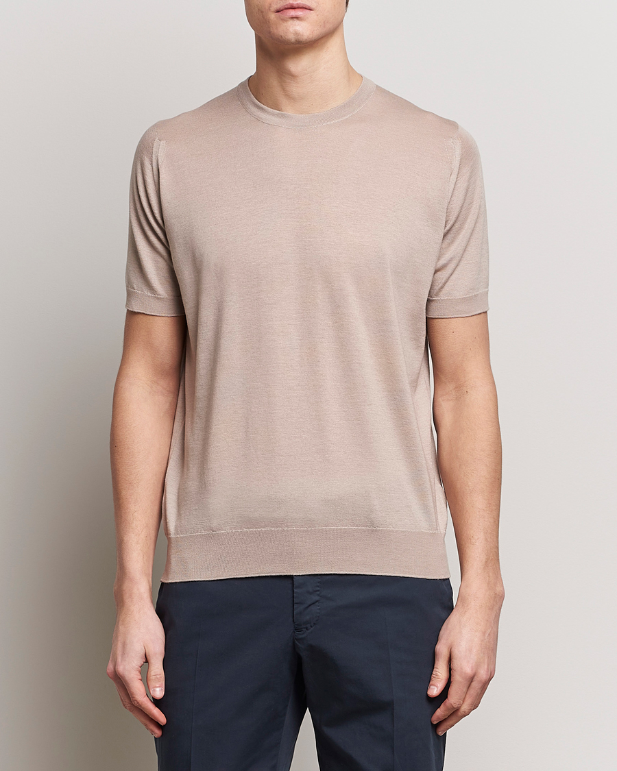 Herr | Kortärmade t-shirts | John Smedley | Hilcote Wool/Sea Island Cotton T-Shirt Oat