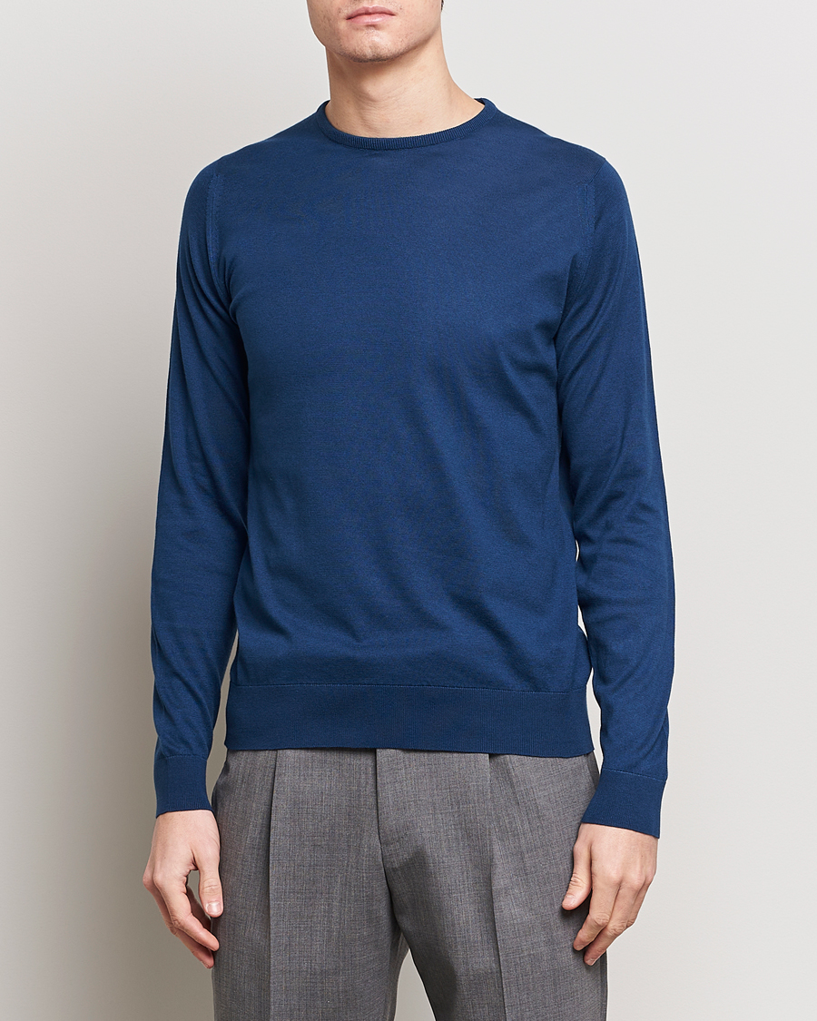 Herr | Tröjor | John Smedley | Hatfield Sea Island Crew Neck Indigo