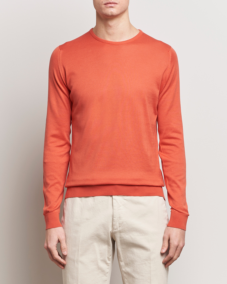 Herr | Kläder | John Smedley | Hatfield Sea Island Crew Neck Sundown Orange