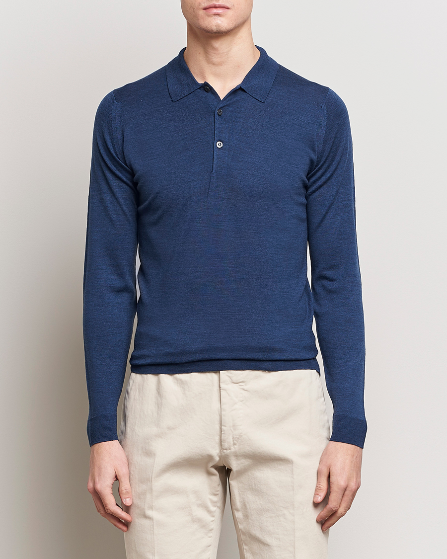 Herre | John Smedley | John Smedley | Belper Extra Fine Merino Polo Pullover Indigo