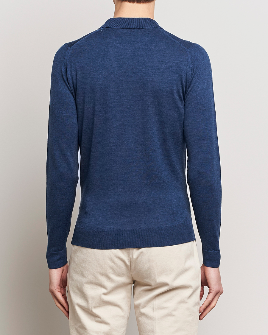 Herr | Tröjor | John Smedley | Belper Extra Fine Merino Polo Pullover Indigo