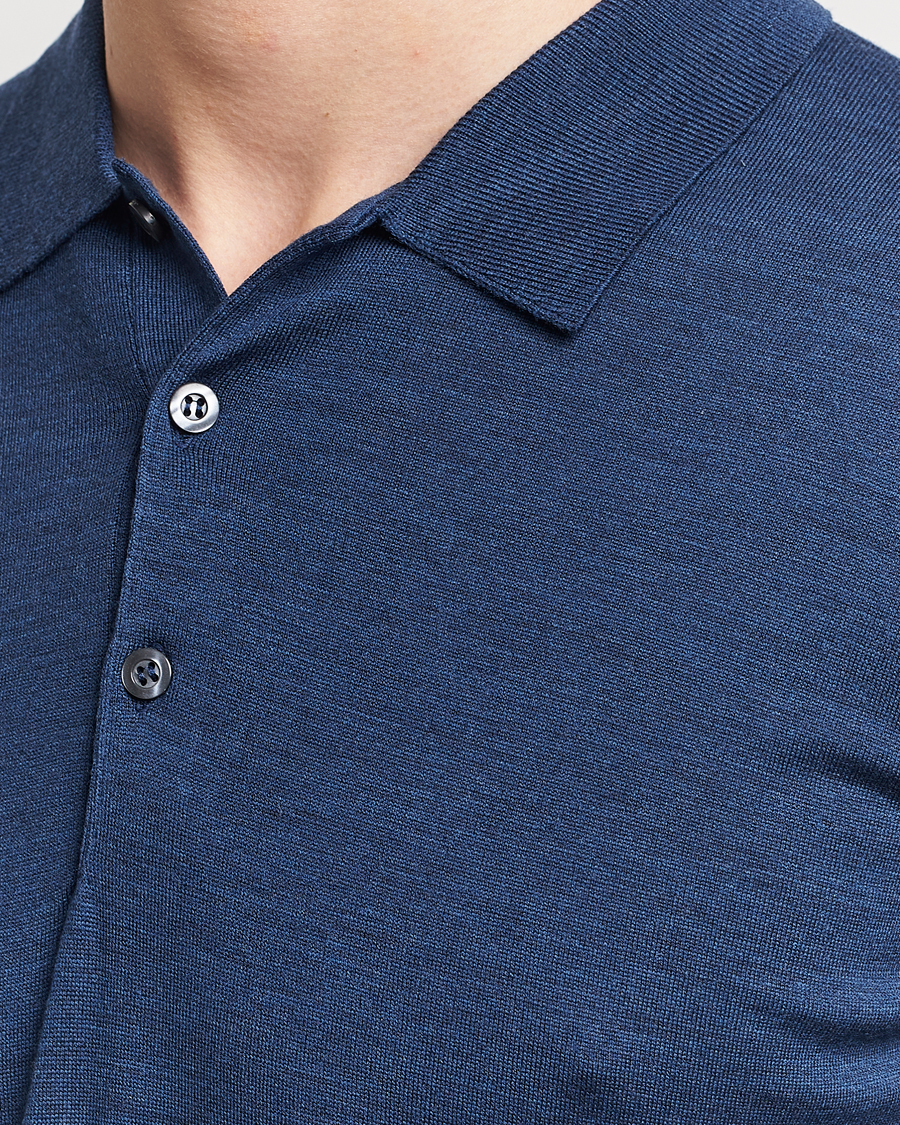 Herr | Tröjor | John Smedley | Belper Extra Fine Merino Polo Pullover Indigo