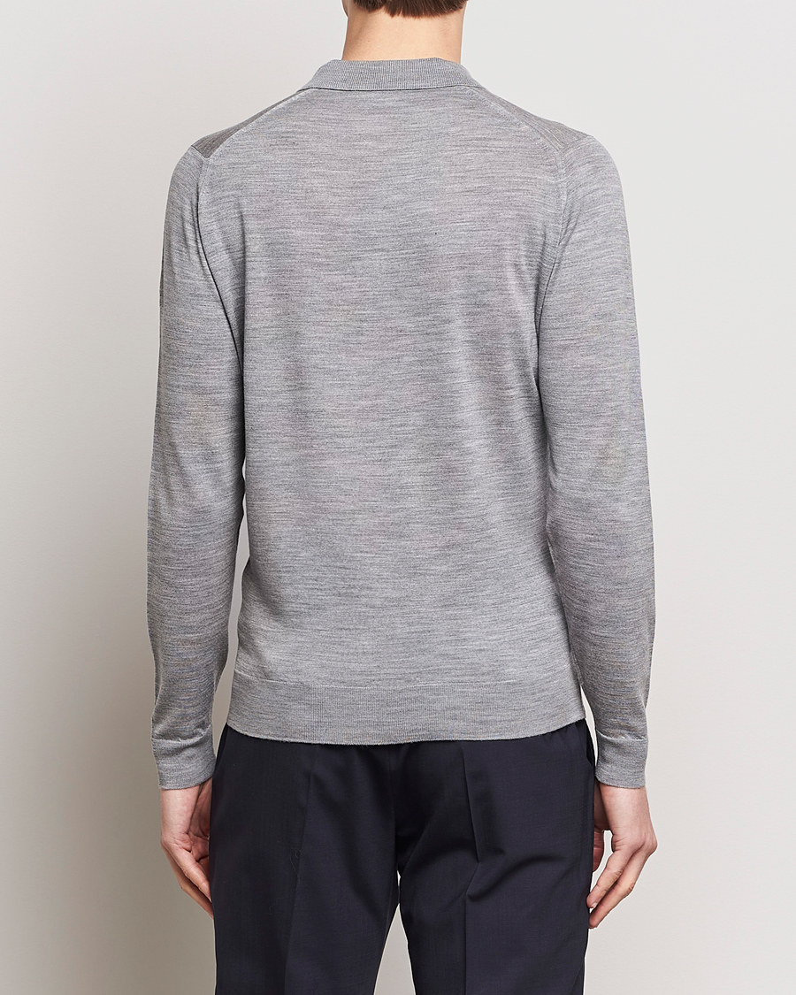 Herr | Tröjor | John Smedley | Belper Extra Fine Merino Polo Pullover Silver