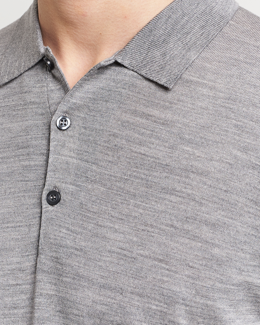 Herr | Tröjor | John Smedley | Belper Extra Fine Merino Polo Pullover Silver