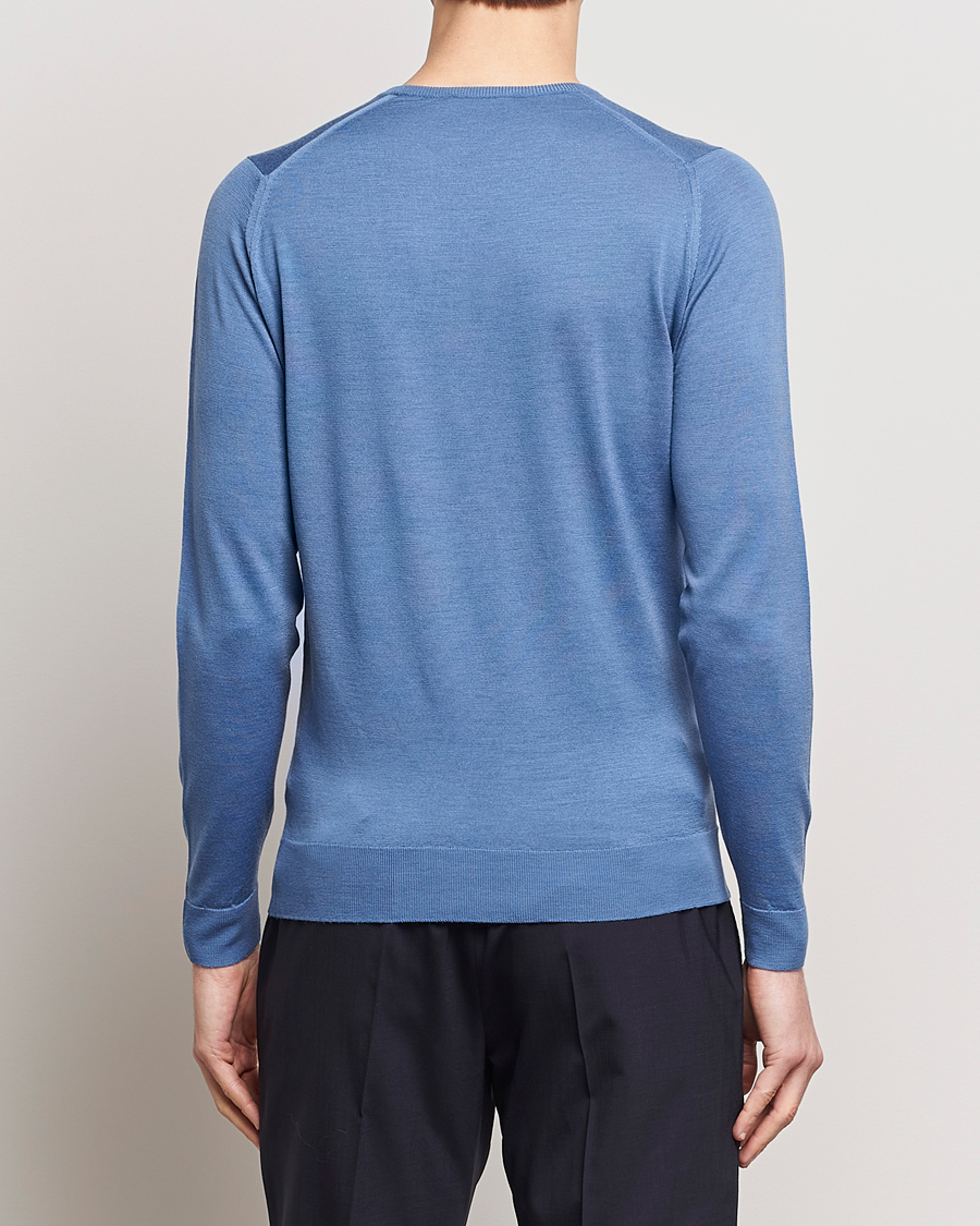 Herr | Tröjor | John Smedley | Lundy Extra Fine Merino Crew Neck Riviera Blue