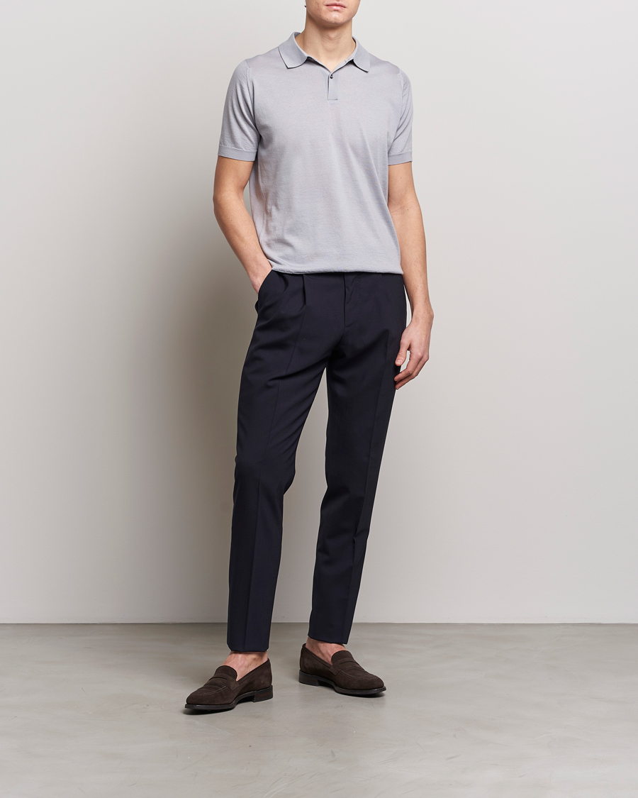 Herr | Pikéer | John Smedley | Leyburn Merino/Sea Island Cotton Polo Silver