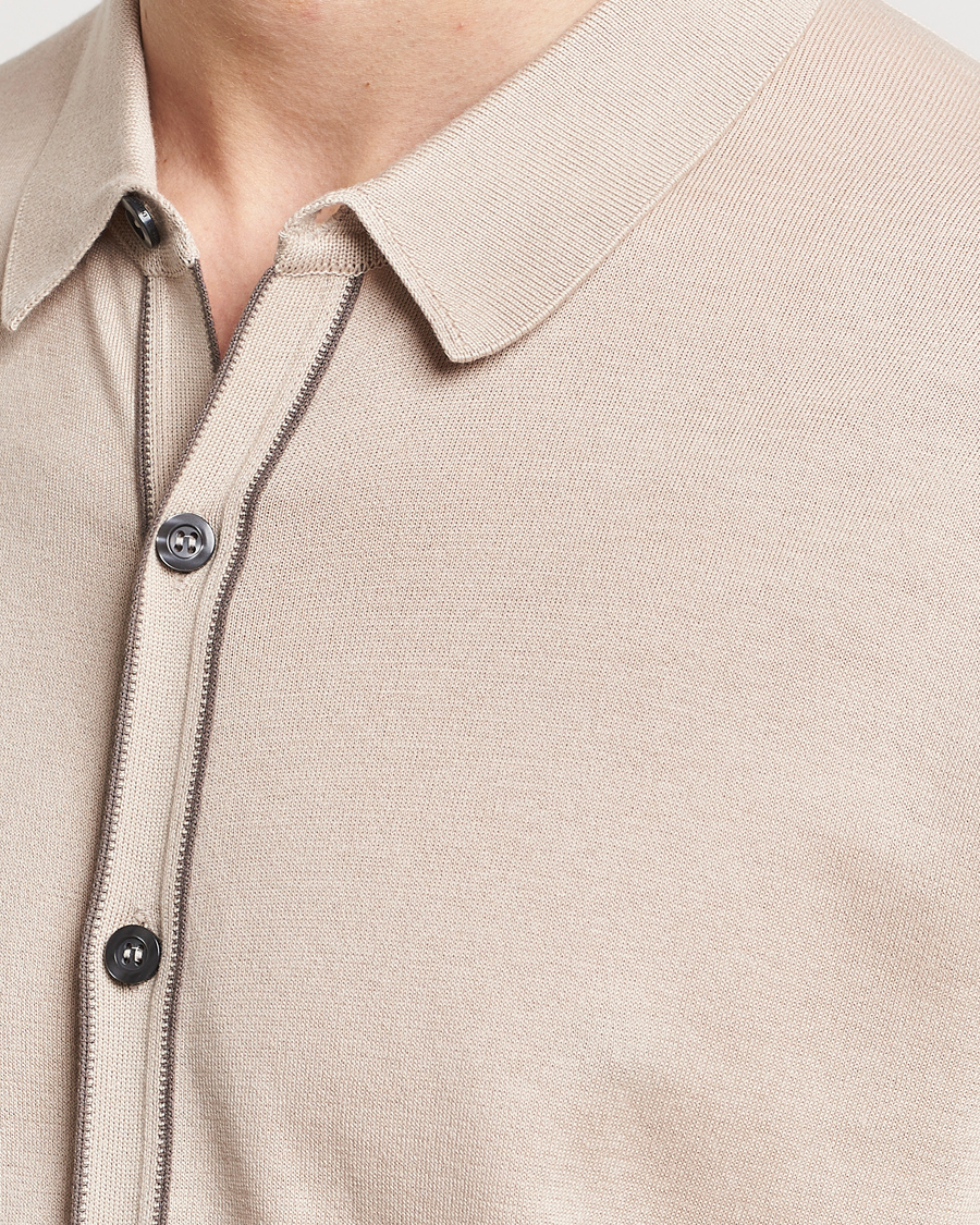 Herr | Tröjor | John Smedley | Shadow Tipped Sea Island Cotton Cardigan Almond