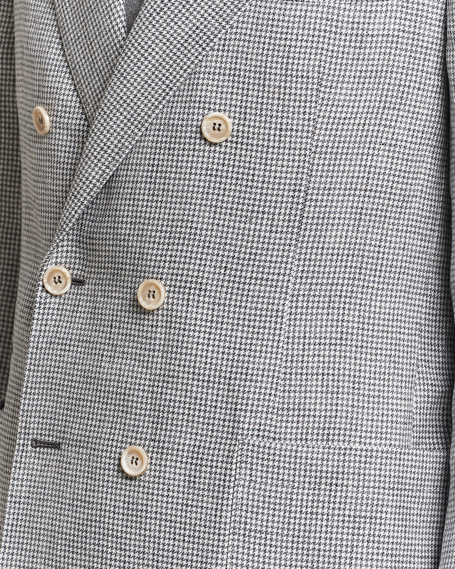 Herr | Kavajer | Brunello Cucinelli | Double Breasted Houndstooth Blazer Light Grey