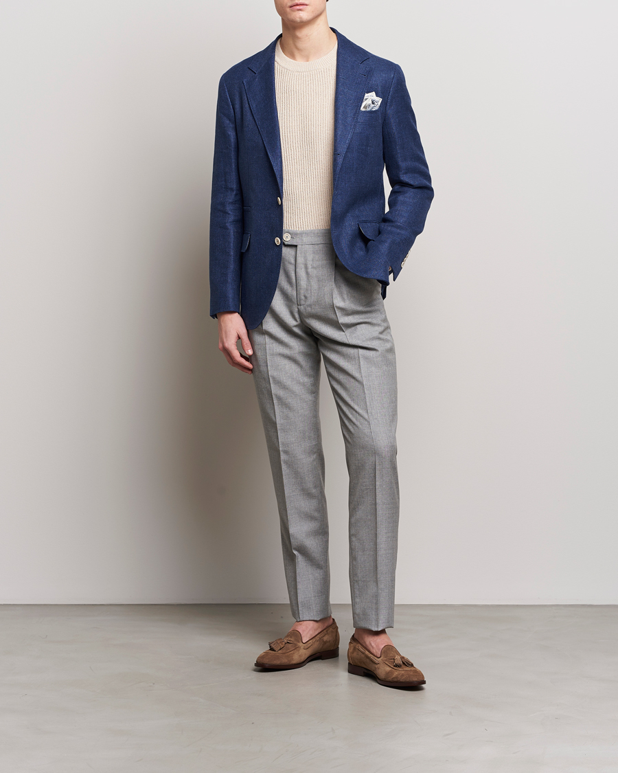 Herr | Kavajer | Brunello Cucinelli | Linen/Silk Blazer Indigo Blue