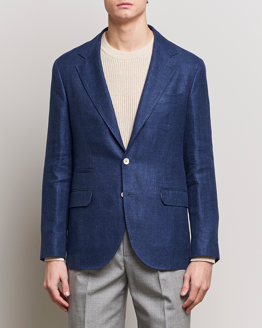 Herr |  | Brunello Cucinelli | Linen/Silk Blazer Indigo Blue