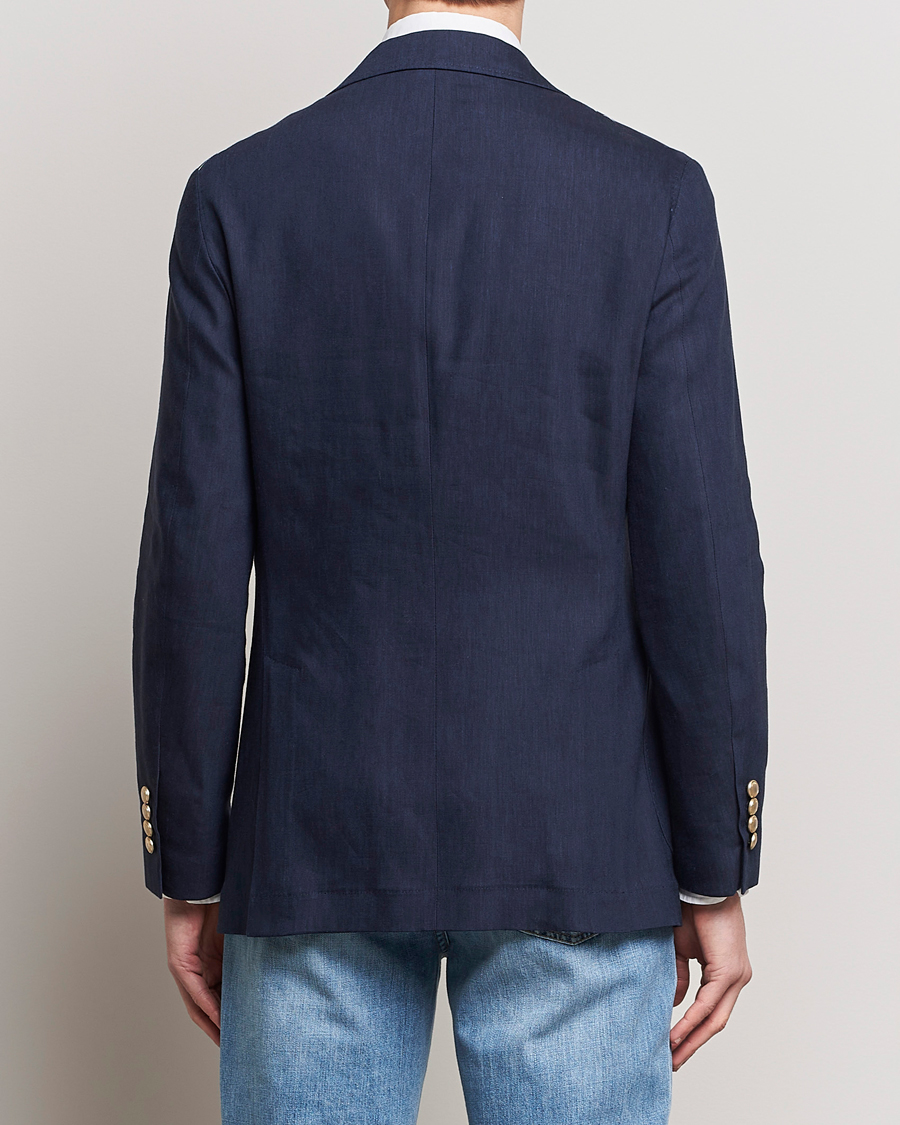 Herr | Kavajer | Brunello Cucinelli | Double Breasted Wool/Linen Blazer Navy