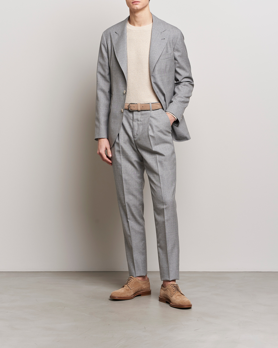 Herr | Kavajer | Brunello Cucinelli | Peak Lapel Wool Blazer Light Grey