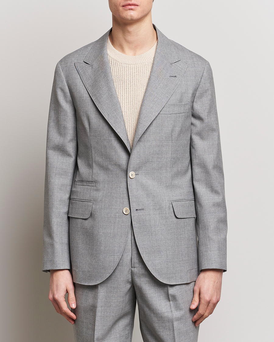 Herr | Italian Department | Brunello Cucinelli | Peak Lapel Wool Blazer Light Grey