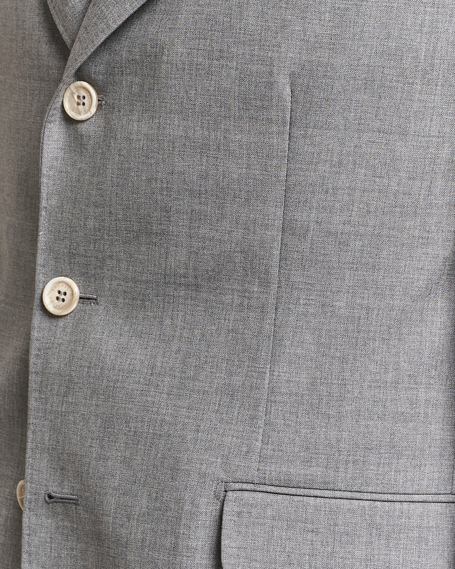 Herr | Kavajer | Brunello Cucinelli | Peak Lapel Wool Blazer Light Grey