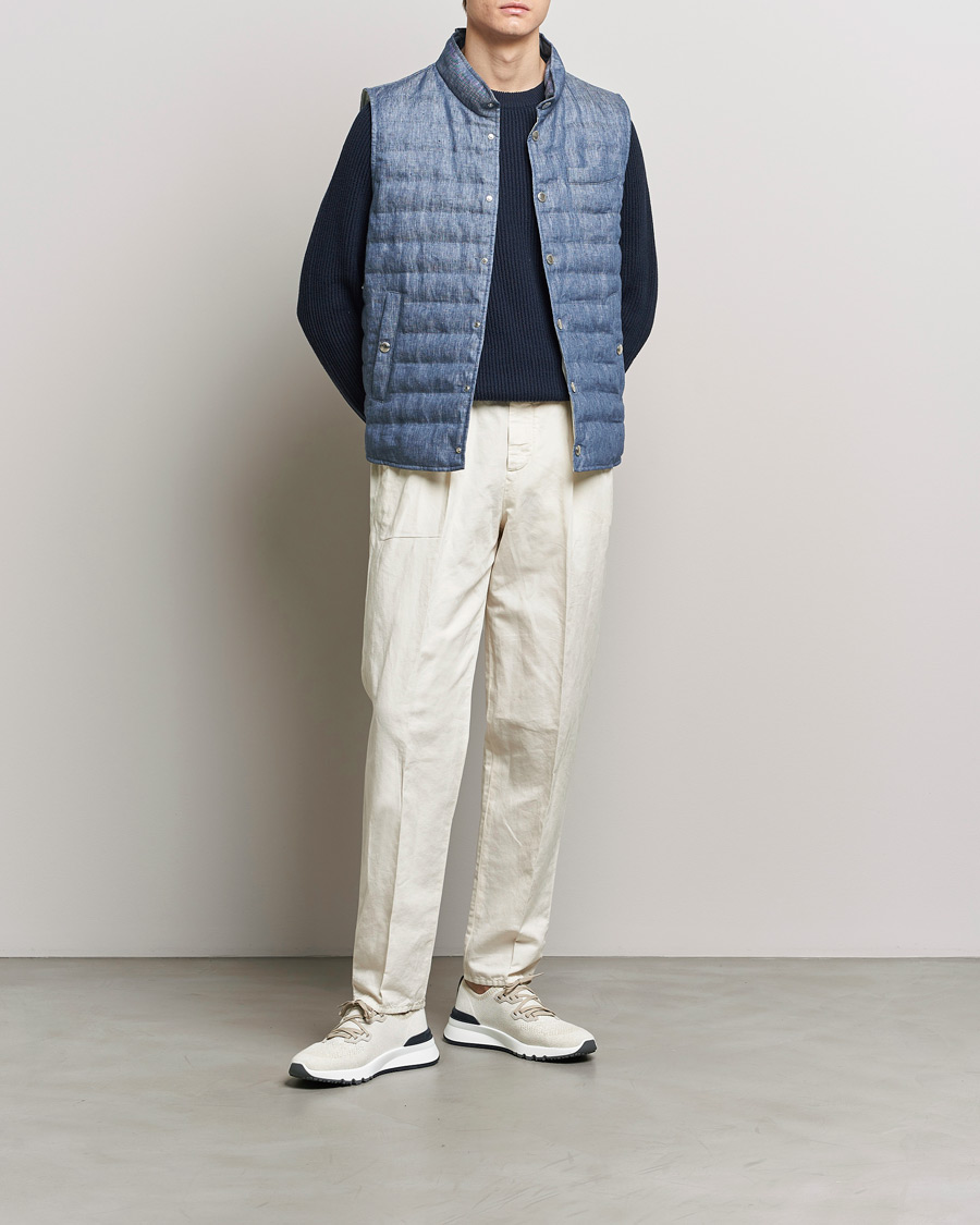 Herr | Jackor | Brunello Cucinelli | Linen Gilet Light Blue