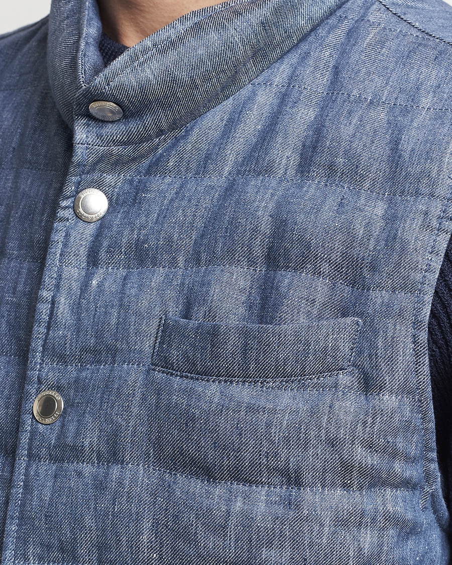 Herr | Jackor | Brunello Cucinelli | Linen Gilet Light Blue