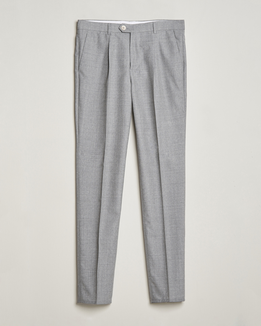 Herr | Byxor | Brunello Cucinelli | Pleated Wool Trousers Light Grey
