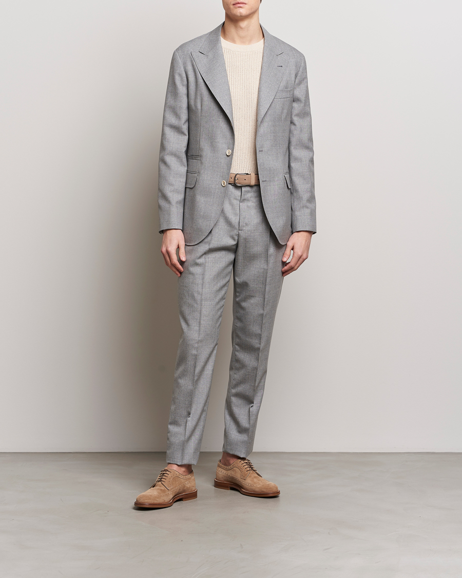 Herr | Byxor | Brunello Cucinelli | Pleated Wool Trousers Light Grey
