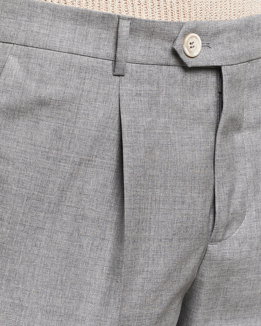 Herr | Byxor | Brunello Cucinelli | Pleated Wool Trousers Light Grey