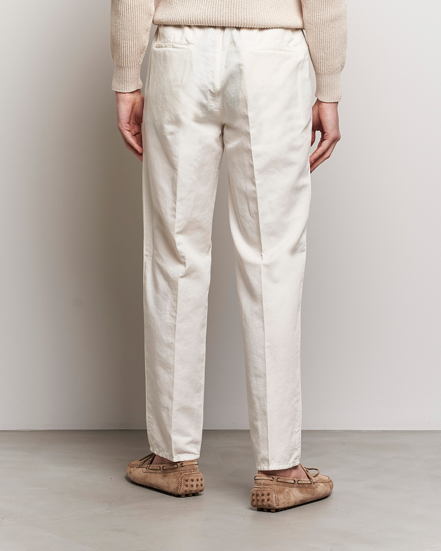 Herr | Byxor | Brunello Cucinelli | Cotton/Linen Drawstring Pants Off White