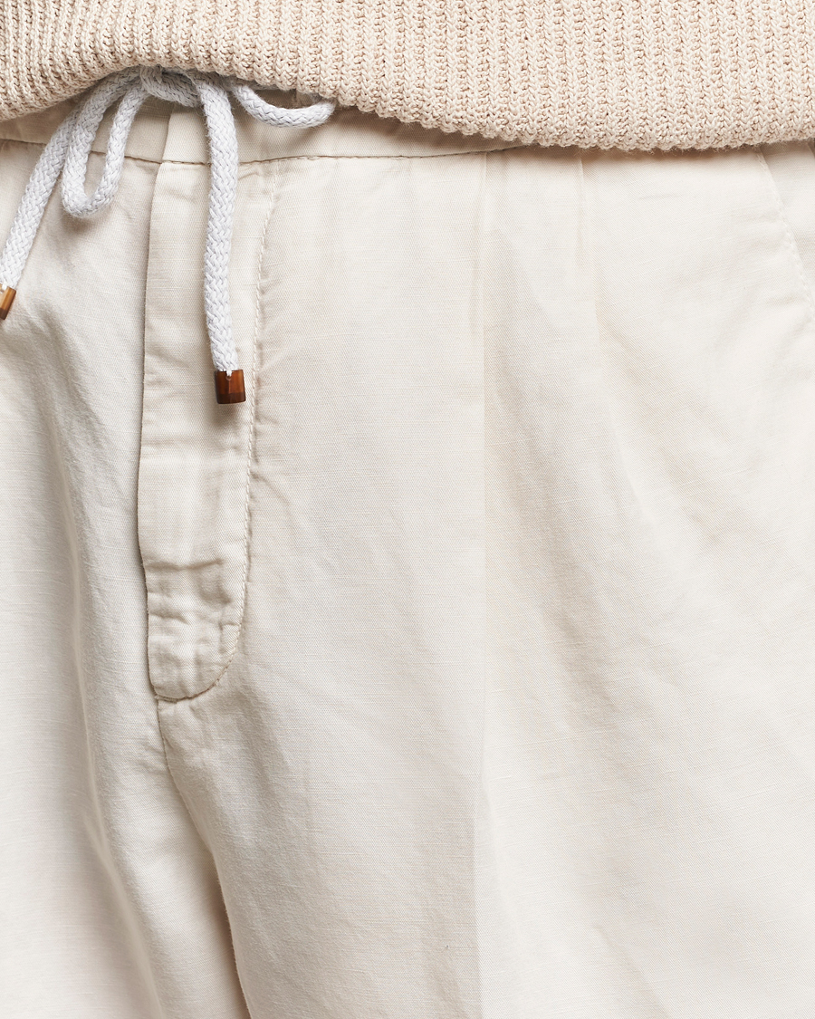 Herr | Byxor | Brunello Cucinelli | Cotton/Linen Drawstring Pants Off White