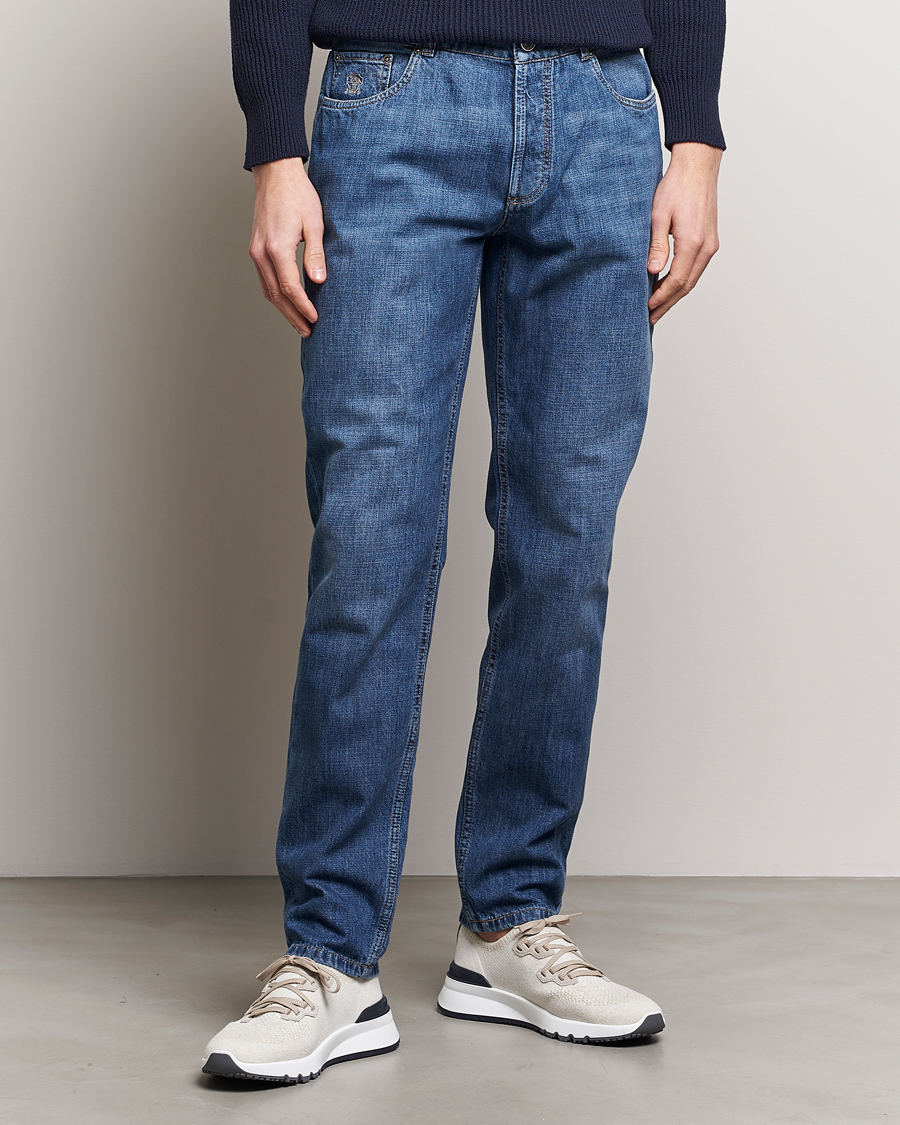 Herr | Tapered fit | Brunello Cucinelli | Traditional Fit Jeans Dark Blue Wash
