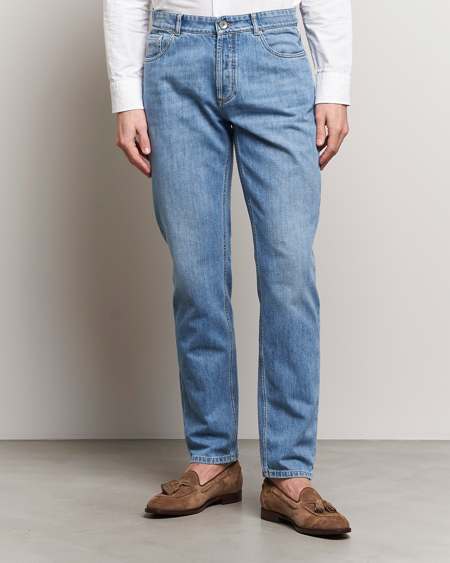 Herr | Blå jeans | Brunello Cucinelli | Traditional Fit Jeans Blue Wash