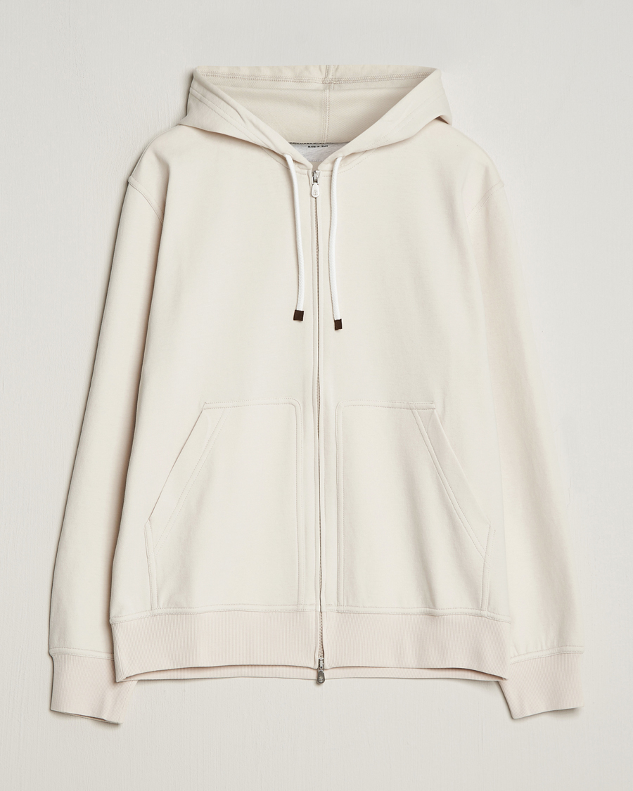 Herr | Tröjor | Brunello Cucinelli | Soft Cotton Full Zip Hoodie Light Beige
