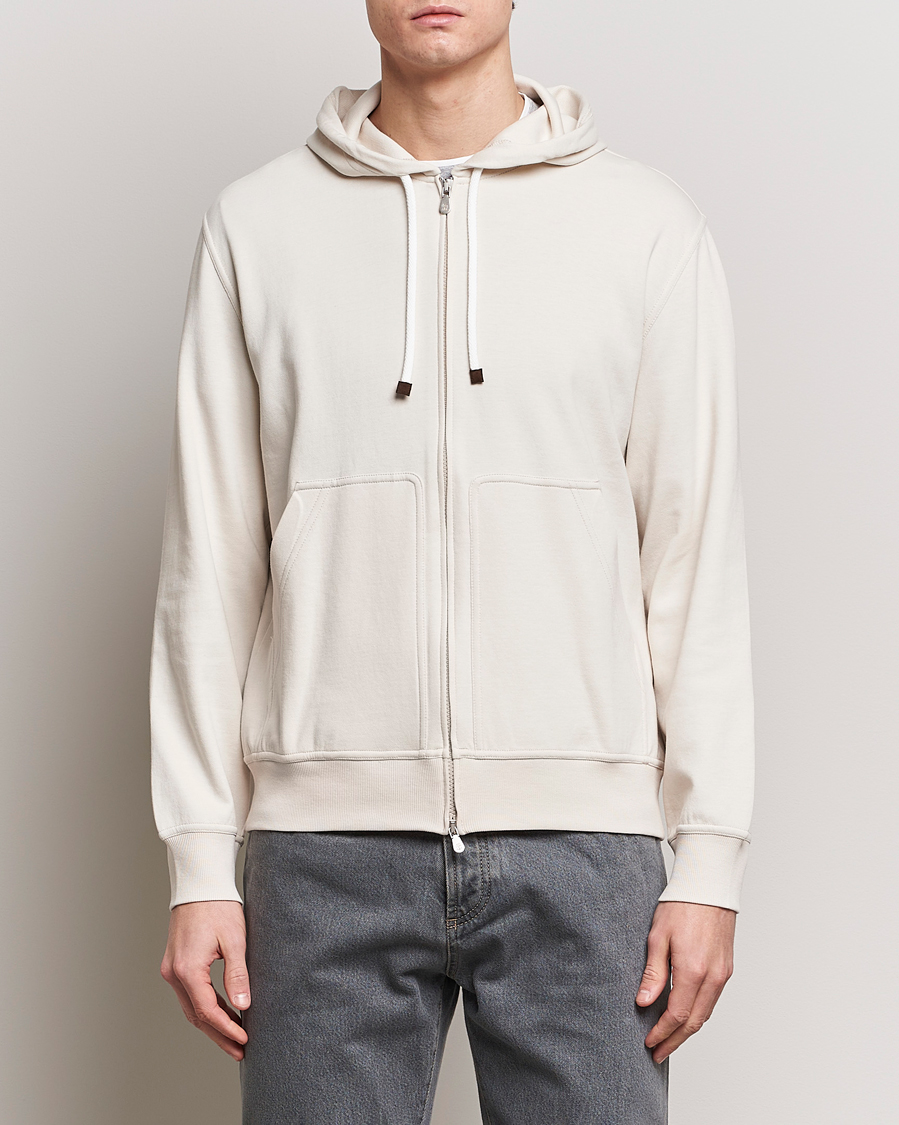 Herr | Italian Department | Brunello Cucinelli | Soft Cotton Full Zip Hoodie Light Beige