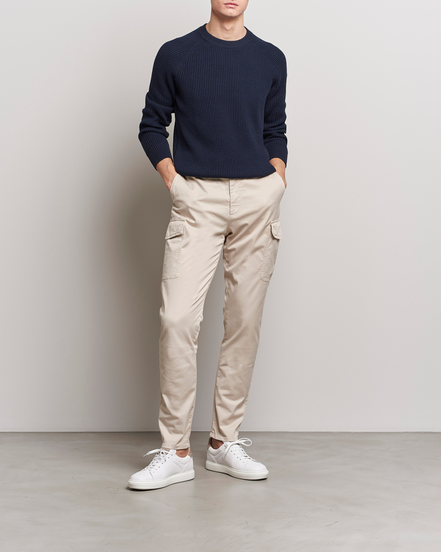 Herr | Tröjor | Brunello Cucinelli | Heavy Rib Stitch Crew Neck Navy