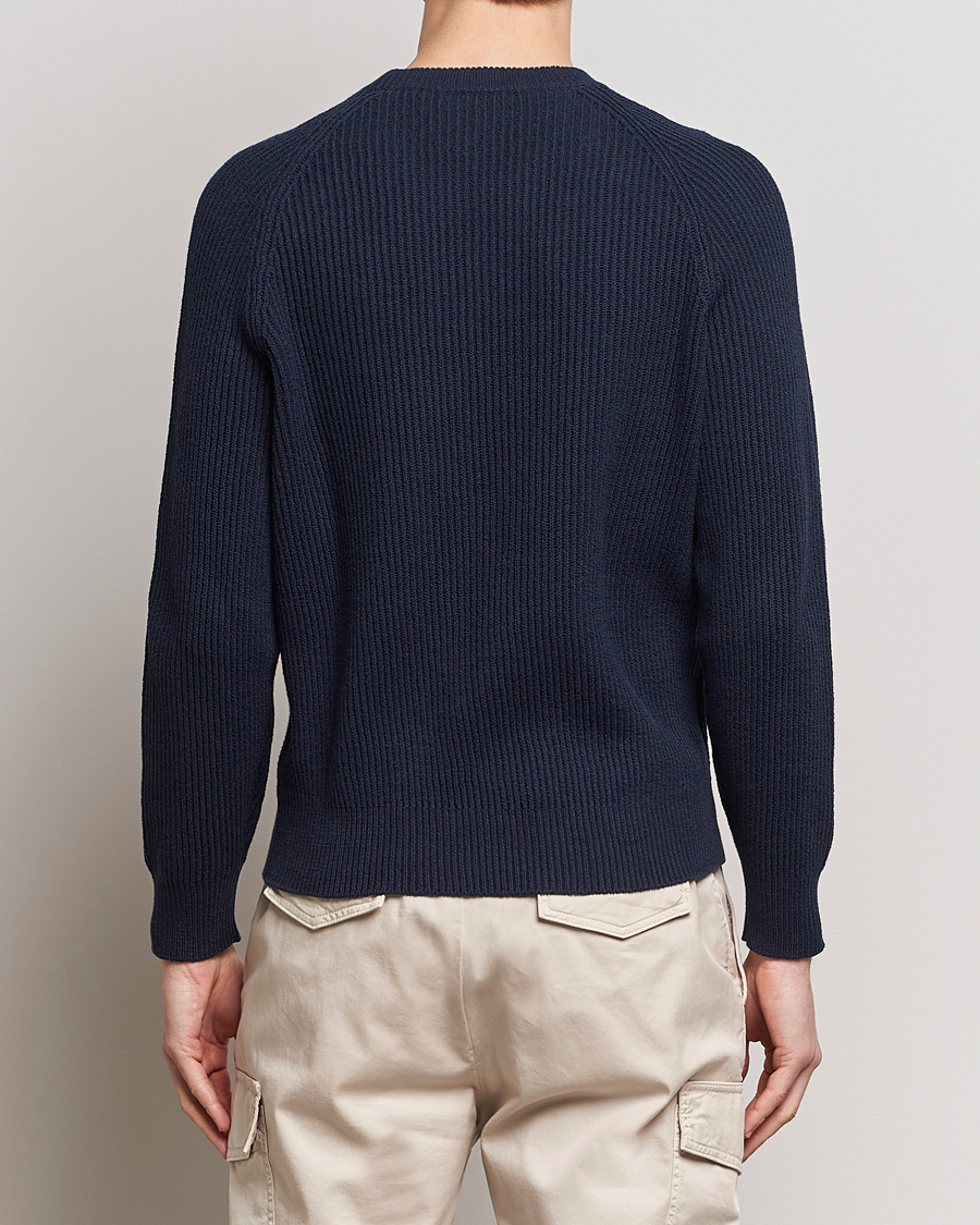 Herr | Tröjor | Brunello Cucinelli | Heavy Rib Stitch Crew Neck Navy
