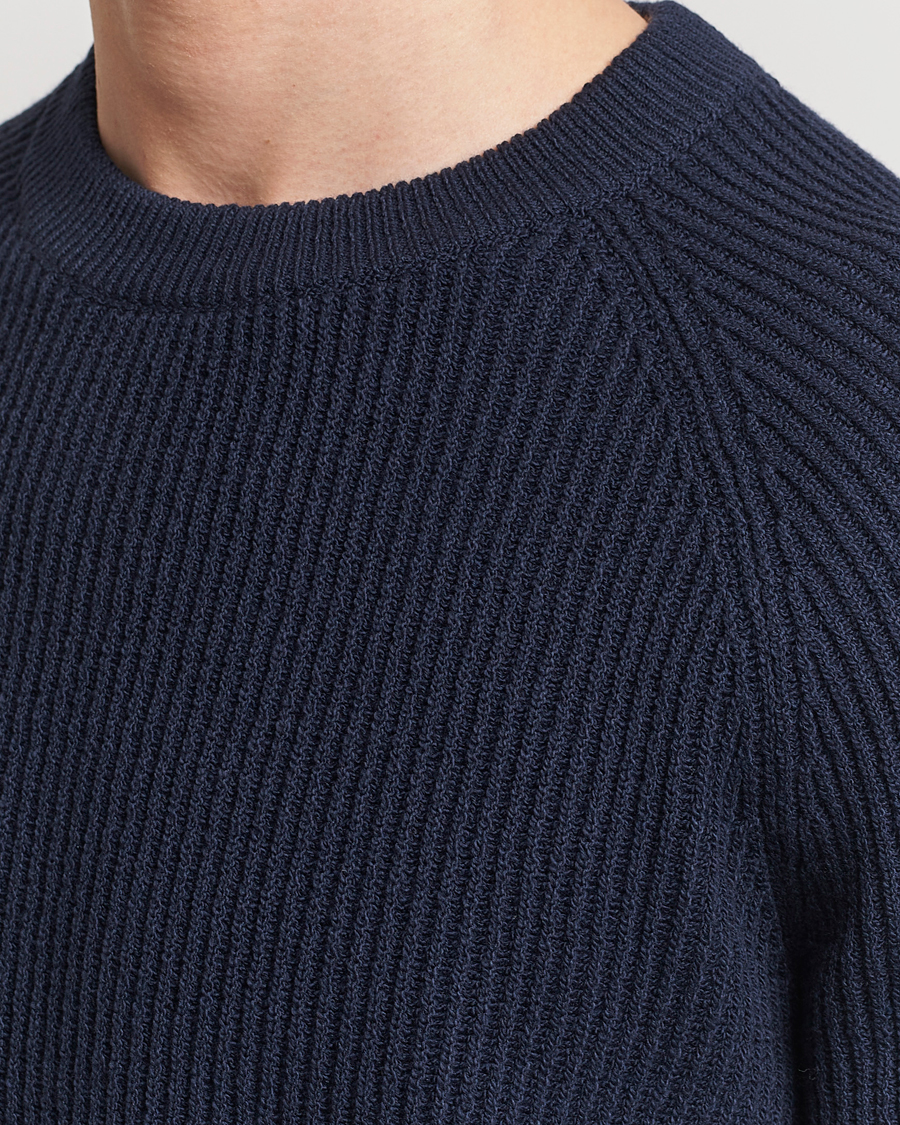 Herr | Tröjor | Brunello Cucinelli | Heavy Rib Stitch Crew Neck Navy