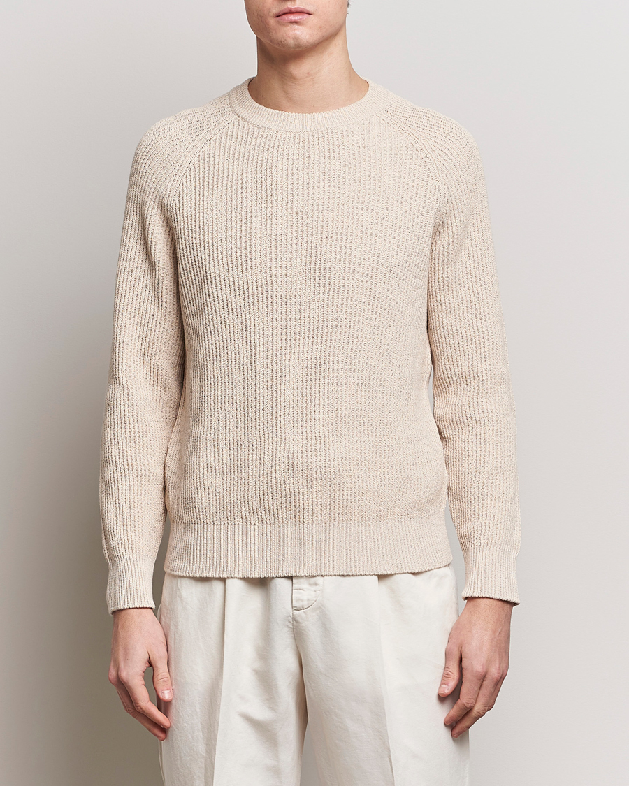 Herr | Pullover rundhals | Brunello Cucinelli | Heavy Rib Stitch Crew Neck Light Beige