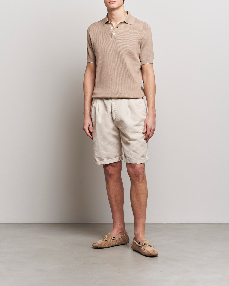 Herr | Pikéer | Brunello Cucinelli | Rib Stitch Knitted Polo Beige