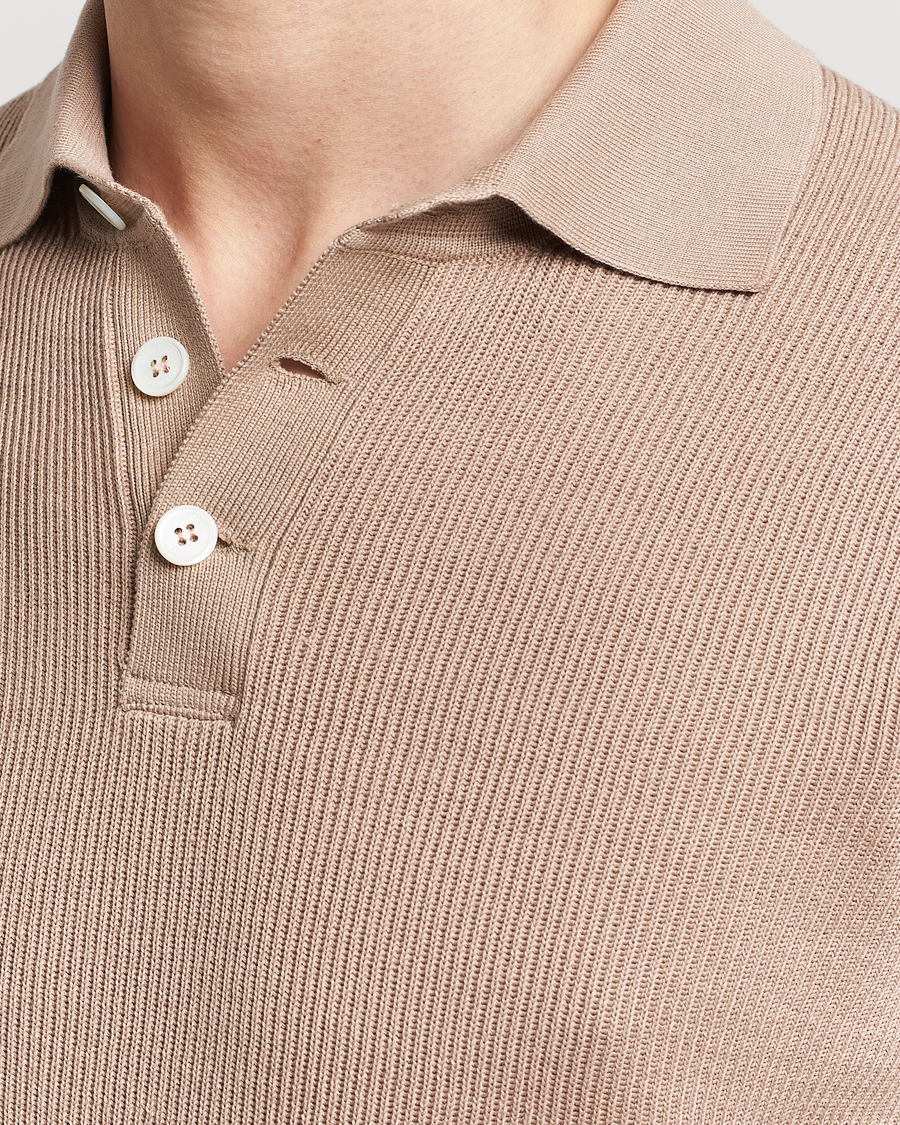 Herr | Pikéer | Brunello Cucinelli | Rib Stitch Knitted Polo Beige