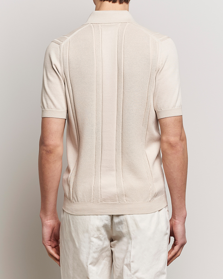 Herr | Pikéer | Brunello Cucinelli | Front Structure Knitted Polo Light Beige